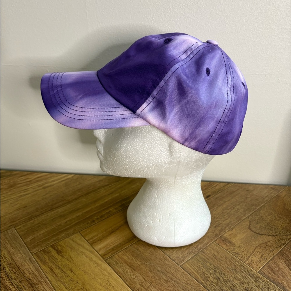 Vibrant Purple and White Baseball Hat with Curved Brim tie dye women’s